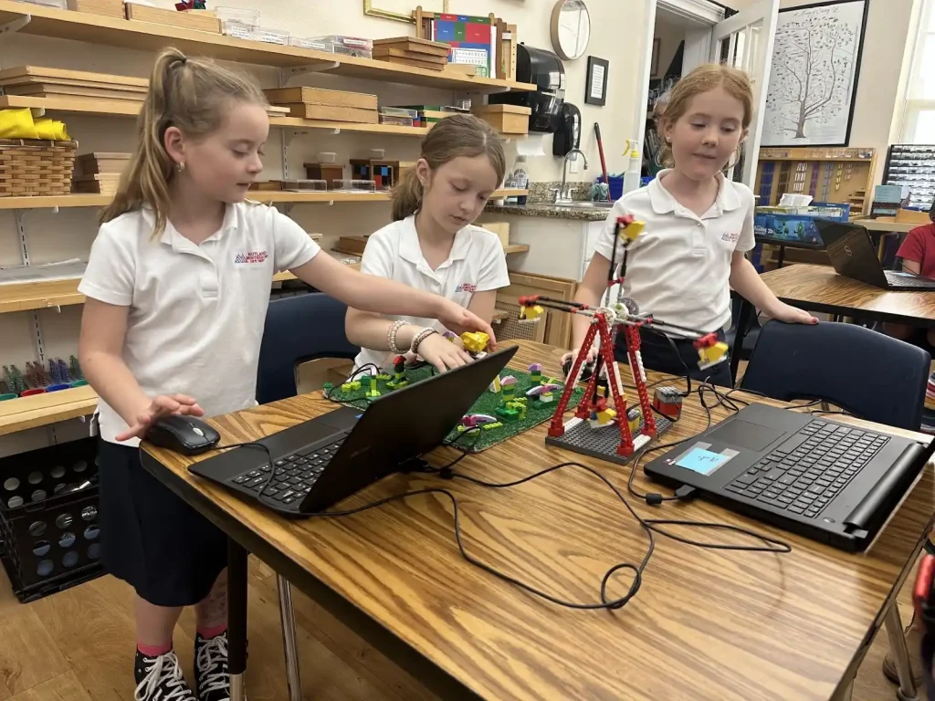 Montessori students in class